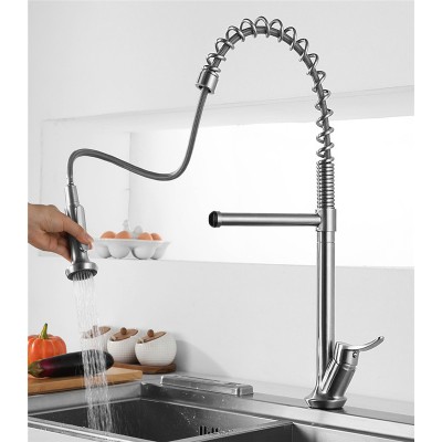 Brushed Nickel Kitchen Sink Faucet With Pull Out Sprayer